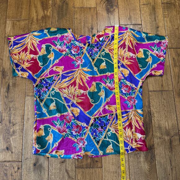 Vintage Andre Sauvage Multicolor Abstract Print Short Sleeve Blouse Womens 12 - Picture 4 of 6